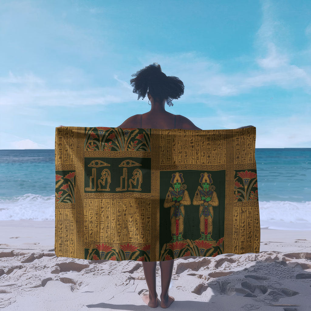 Egyptian God Osiris Sarong Green Pharaonic Hieroglyphic Patterns
