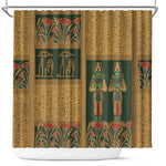 Egyptian God Osiris Shower Curtain Green Pharaonic Hieroglyphic Patterns