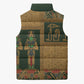Egyptian God Osiris Sleeveless Puffer Jacket Green Pharaonic Hieroglyphic Patterns
