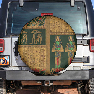 Egyptian God Osiris Spare Tire Cover Green Pharaonic Hieroglyphic Patterns