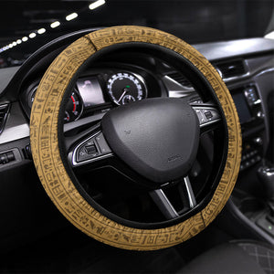 Egyptian God Osiris Steering Wheel Cover Green Pharaonic Hieroglyphic Patterns