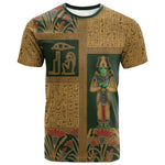 Egyptian God Osiris T shirt Green Pharaonic Hieroglyphic Patterns
