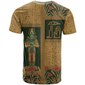 Egyptian God Osiris T shirt Green Pharaonic Hieroglyphic Patterns