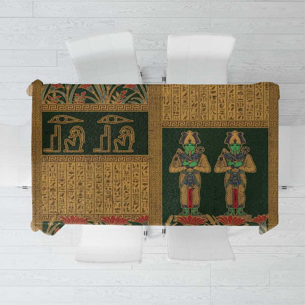 Egyptian God Osiris Tablecloth Green Pharaonic Hieroglyphic Patterns