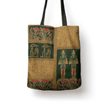 Egyptian God Osiris Tote Bag Green Pharaonic Hieroglyphic Patterns