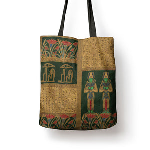 Egyptian God Osiris Tote Bag Green Pharaonic Hieroglyphic Patterns