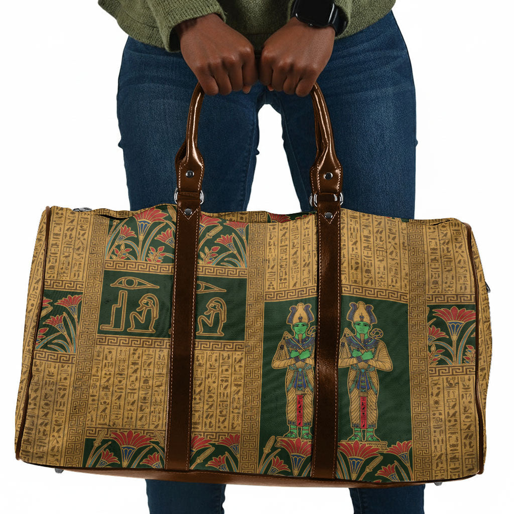 Egyptian God Osiris Travel Bag Green Pharaonic Hieroglyphic Patterns