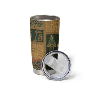 Egyptian God Osiris Tumbler Cup Green Pharaonic Hieroglyphic Patterns