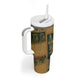 Egyptian God Osiris Tumbler With Handle Green Pharaonic Hieroglyphic Patterns