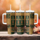 Egyptian God Osiris Tumbler With Handle Green Pharaonic Hieroglyphic Patterns