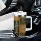 Egyptian God Osiris Tumbler With Handle Green Pharaonic Hieroglyphic Patterns