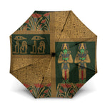 Egyptian God Osiris Umbrella Green Pharaonic Hieroglyphic Patterns