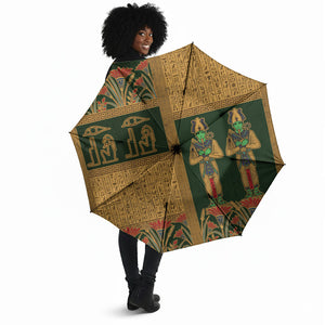 Egyptian God Osiris Umbrella Green Pharaonic Hieroglyphic Patterns