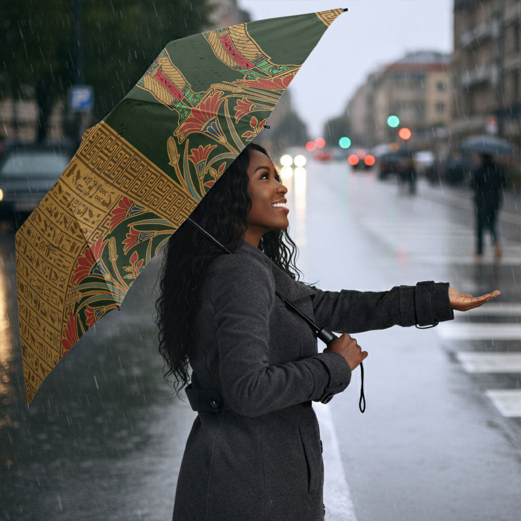 Egyptian God Osiris Umbrella Green Pharaonic Hieroglyphic Patterns