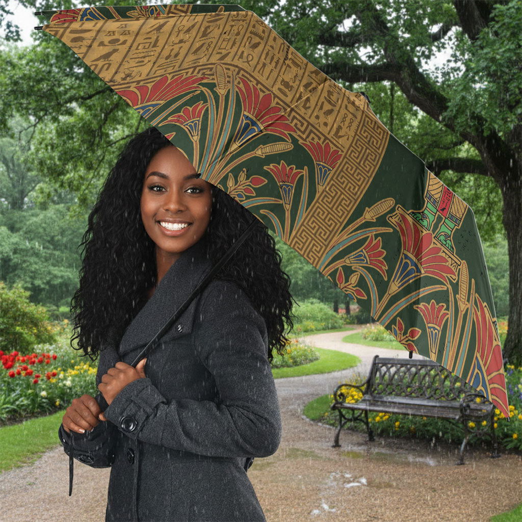 Egyptian God Osiris Umbrella Green Pharaonic Hieroglyphic Patterns
