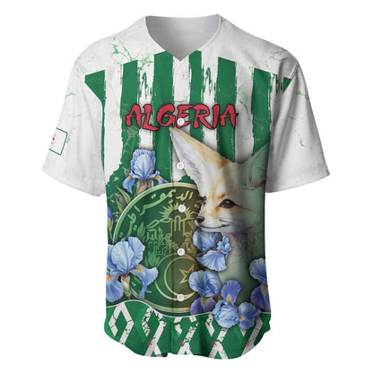 Personalized Algeria Baseball Jersey Fennec And Iris Grunge Style - African Pride