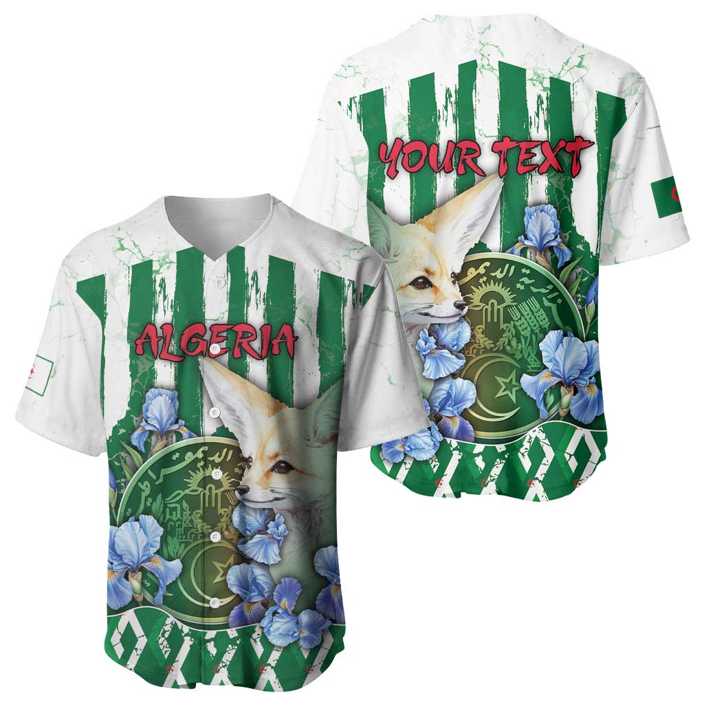 Personalized Algeria Baseball Jersey Fennec And Iris Grunge Style - African Pride