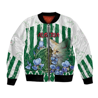 Personalized Algeria Bomber Jacket Fennec And Iris Grunge Style - African Pride
