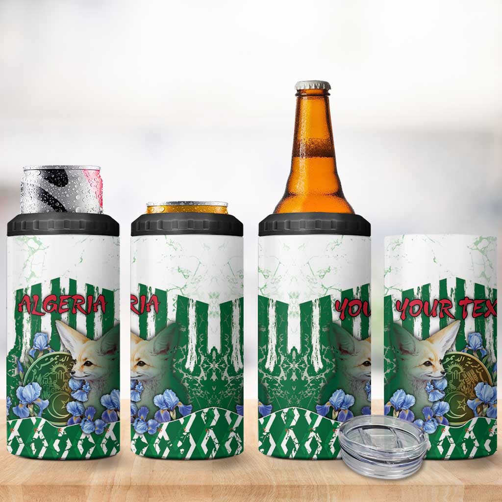 Personalized Algeria 4 in 1 Can Cooler Tumbler Fennec And Iris Grunge Style - African Pride