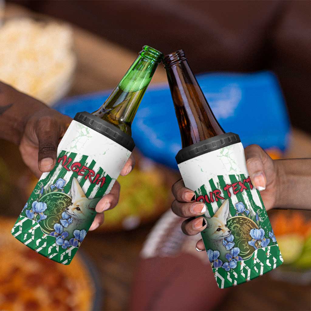 Personalized Algeria 4 in 1 Can Cooler Tumbler Fennec And Iris Grunge Style - African Pride
