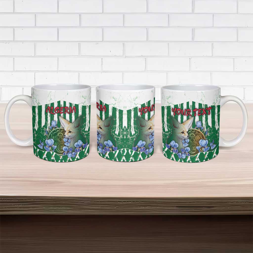 Personalized Algeria Ceramic Mug Fennec And Iris Grunge Style - African Pride