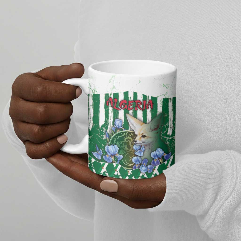 Personalized Algeria Ceramic Mug Fennec And Iris Grunge Style - African Pride
