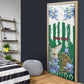 Personalized Algeria Door Cover Fennec And Iris Grunge Style - African Pride