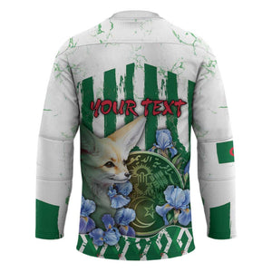 Personalized Algeria Hockey Jersey Fennec And Iris Grunge Style - African Pride