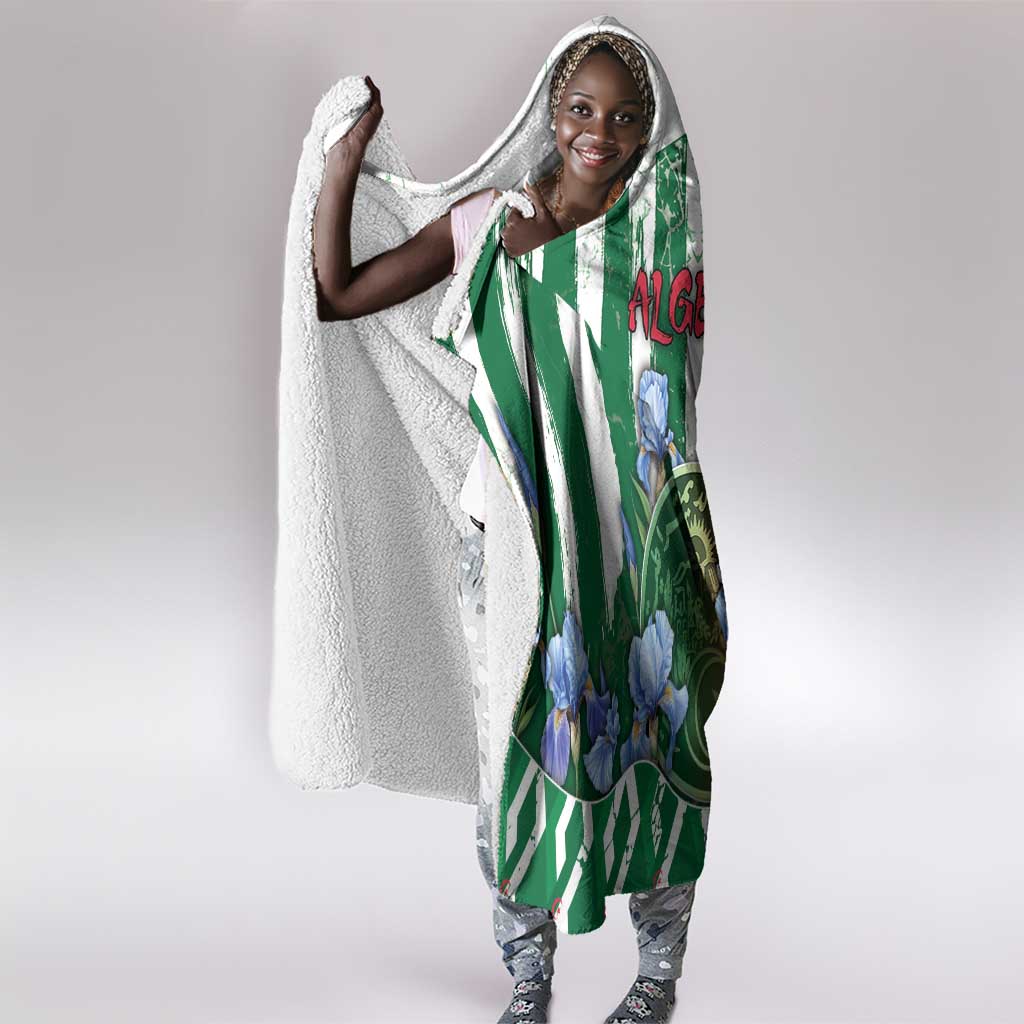 Algeria Hooded Blanket Fennec And Iris Grunge Style - African Pride