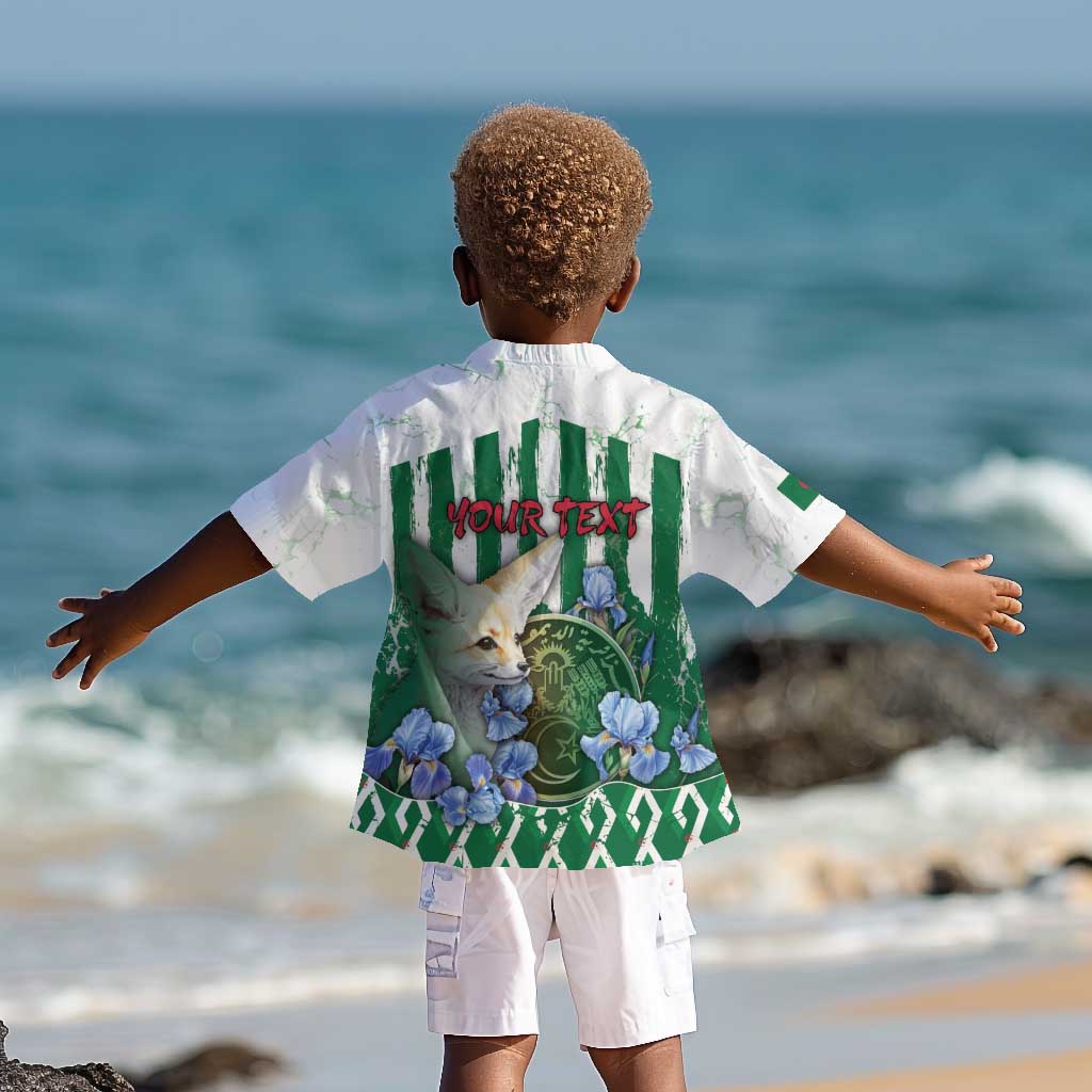 Personalized Algeria Kid Hawaiian Shirt Fennec And Iris Grunge Style - African Pride