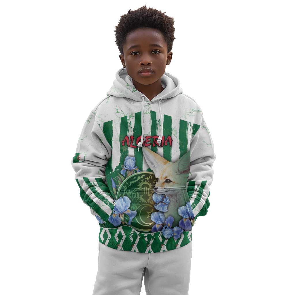 Personalized Algeria Kid Hoodie Fennec And Iris Grunge Style - African Pride