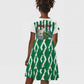 Personalized Algeria Kid Short Sleeve Dress Fennec And Iris Grunge Style - African Pride