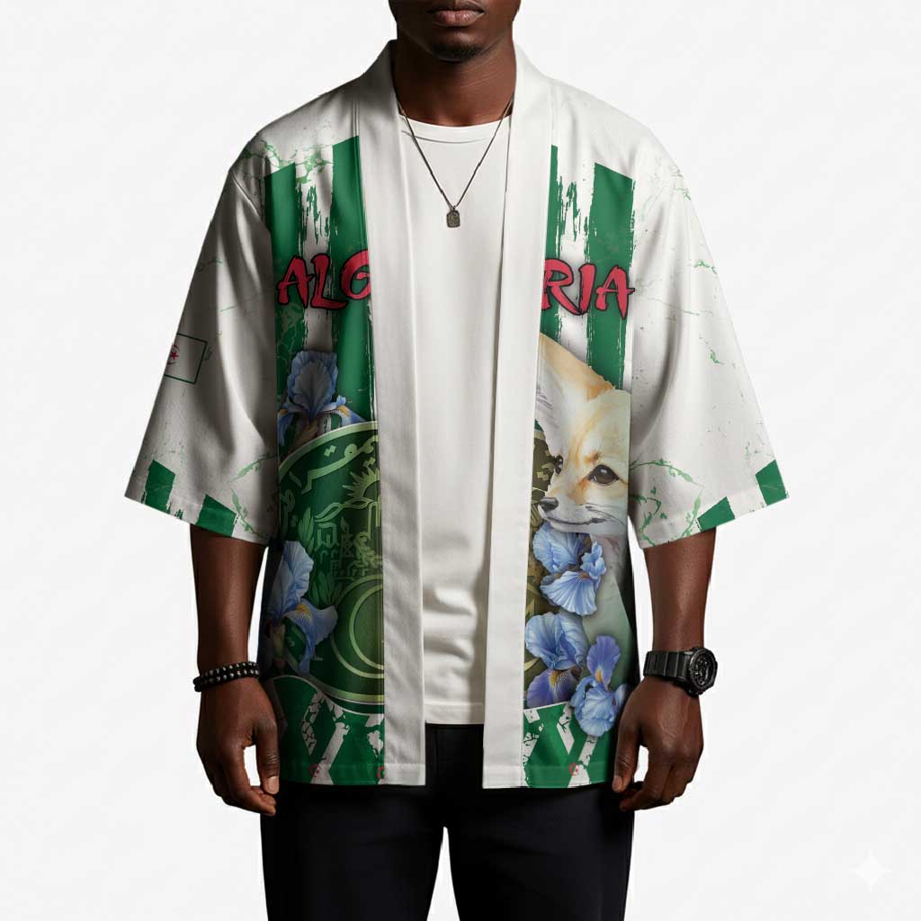 Personalized Algeria Kimono Fennec And Iris Grunge Style - African Pride