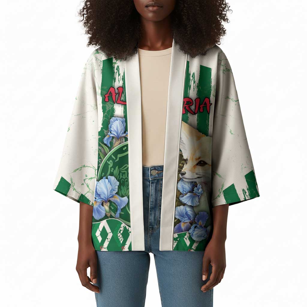 Personalized Algeria Kimono Fennec And Iris Grunge Style - African Pride
