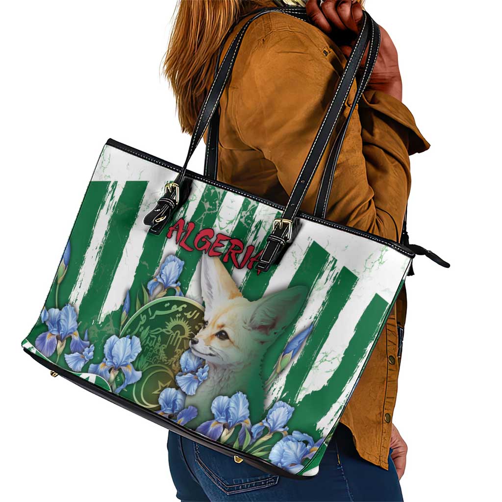 Algeria Leather Tote Bag Fennec And Iris Grunge Style - African Pride