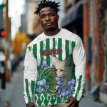 Personalized Algeria Long Sleeve Shirt Fennec And Iris Grunge Style - African Pride