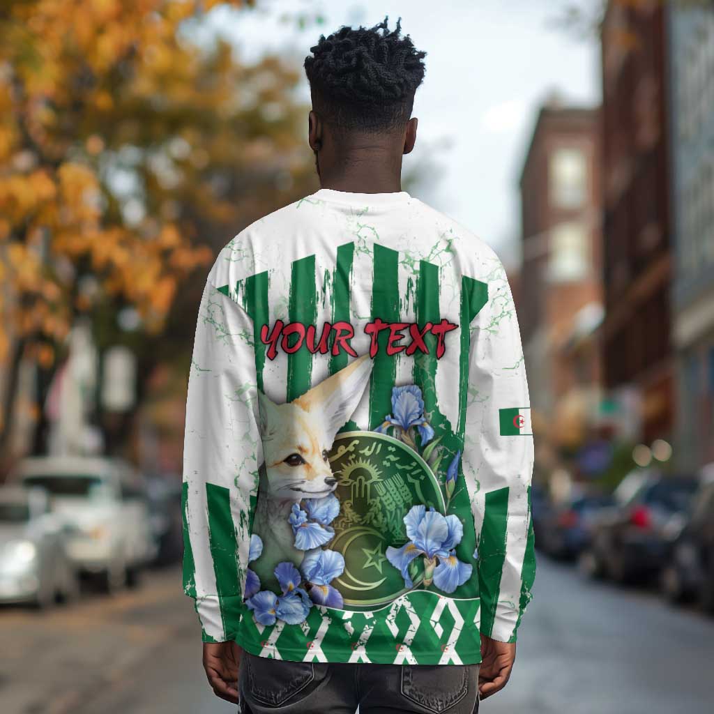 Personalized Algeria Long Sleeve Shirt Fennec And Iris Grunge Style - African Pride
