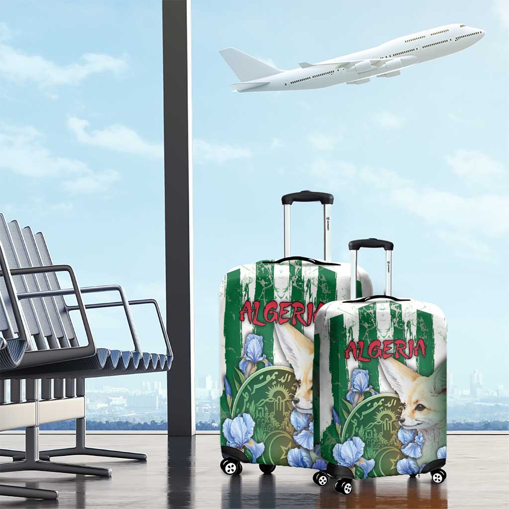 Algeria Luggage Cover Fennec And Iris Grunge Style - African Pride