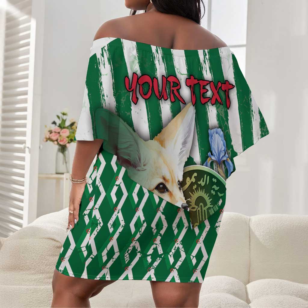 Personalized Algeria Off Shoulder Short Dress Fennec And Iris Grunge Style - African Pride