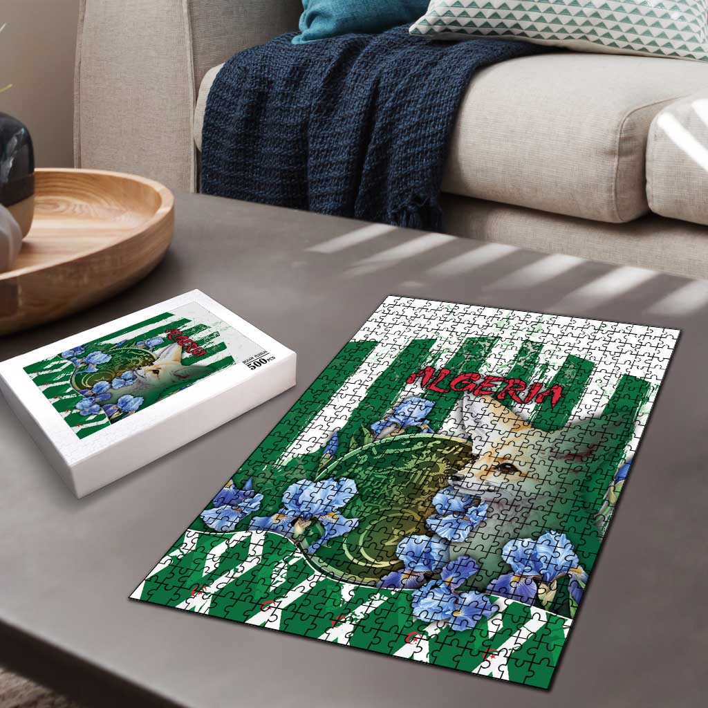 Algeria Puzzle Fennec And Iris Grunge Style - African Pride