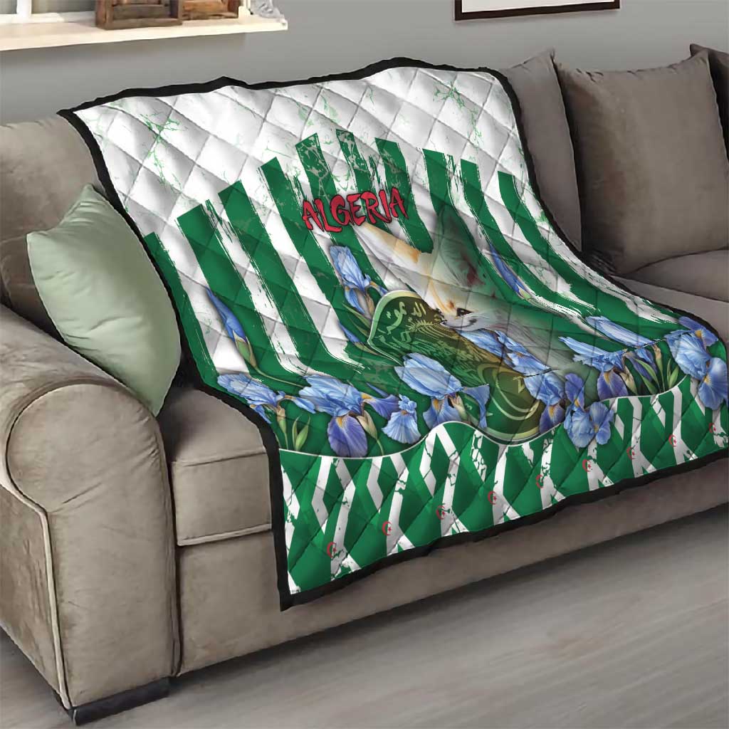 Algeria Quilt Fennec And Iris Grunge Style - African Pride