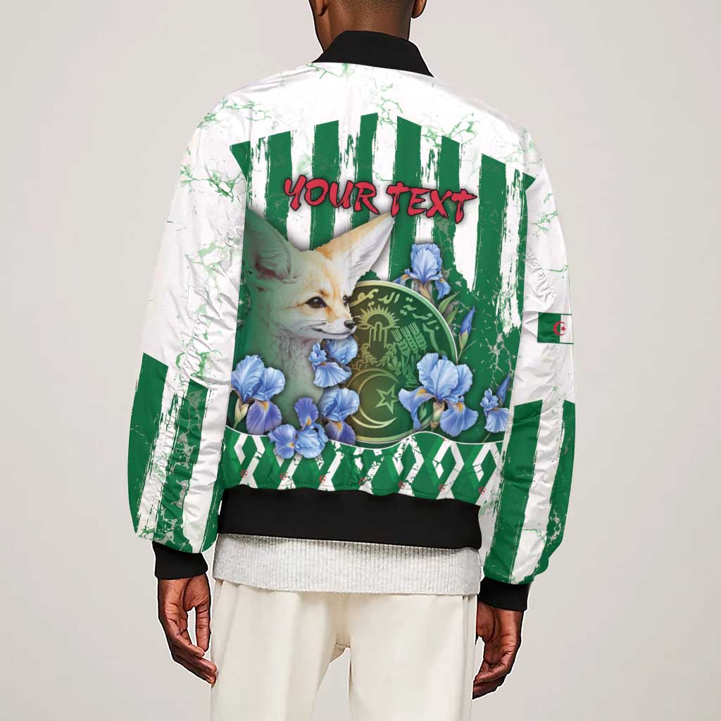 Personalized Algeria Sleeve Zip Bomber Jacket Fennec And Iris Grunge Style - African Pride