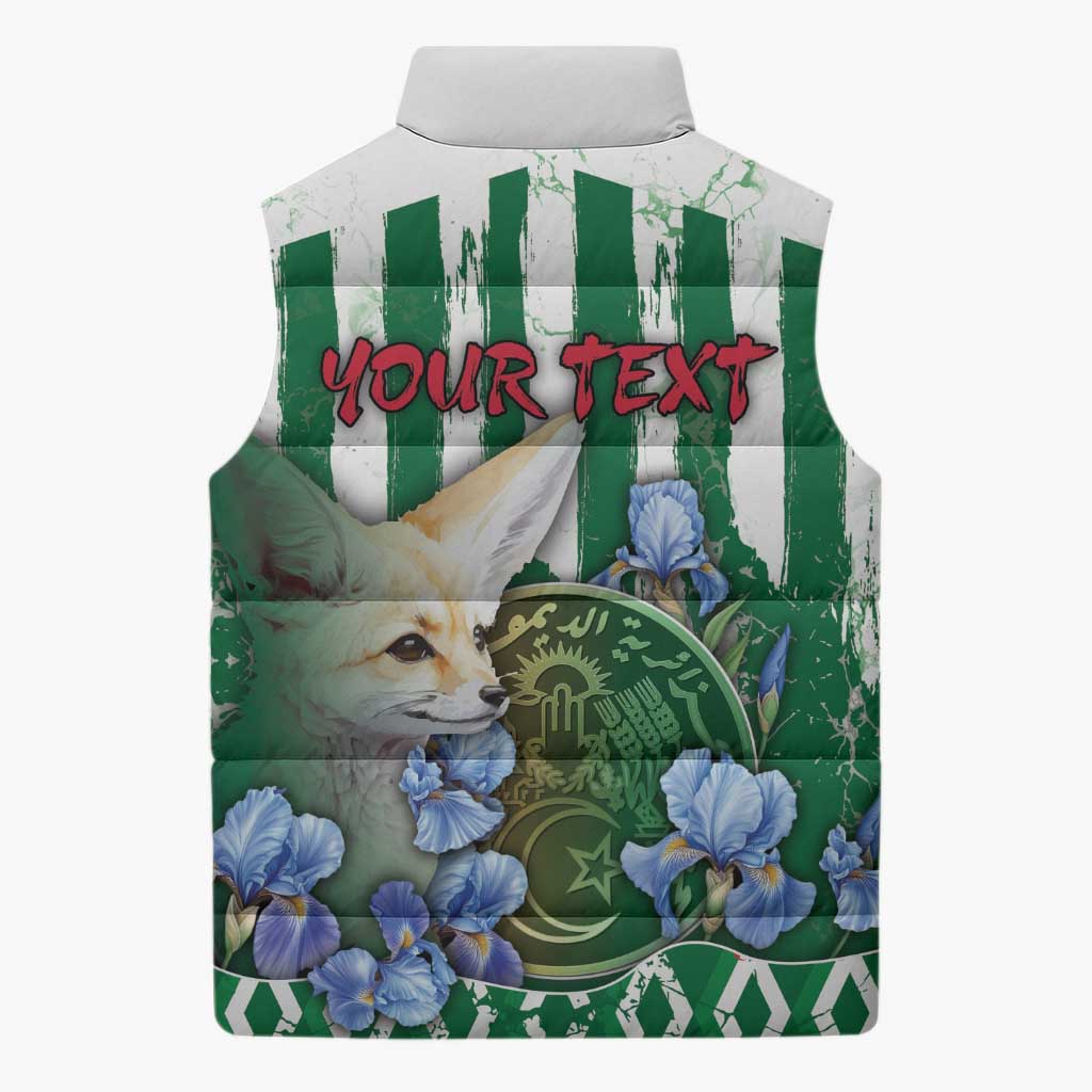 Personalized Algeria Sleeveless Puffer Jacket Fennec And Iris Grunge Style - African Pride