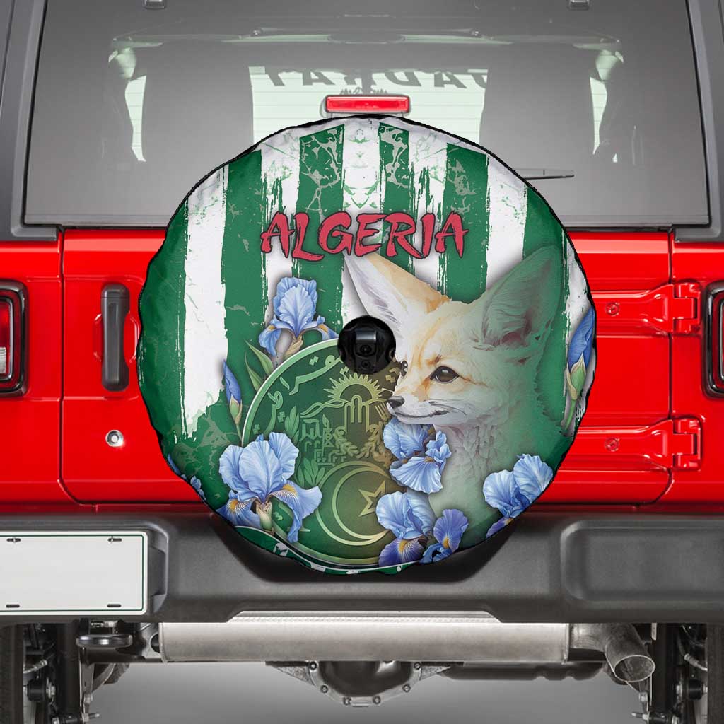 Algeria Spare Tire Cover Fennec And Iris Grunge Style - African Pride