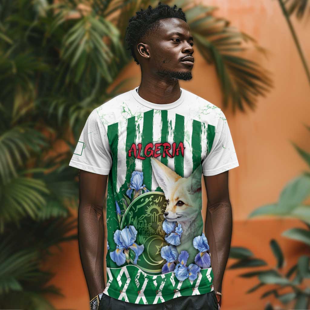 Personalized Algeria T shirt Fennec And Iris Grunge Style - African Pride