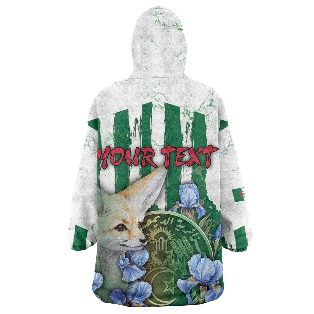 Personalized Algeria Wearable Blanket Hoodie Fennec And Iris Grunge Style - African Pride
