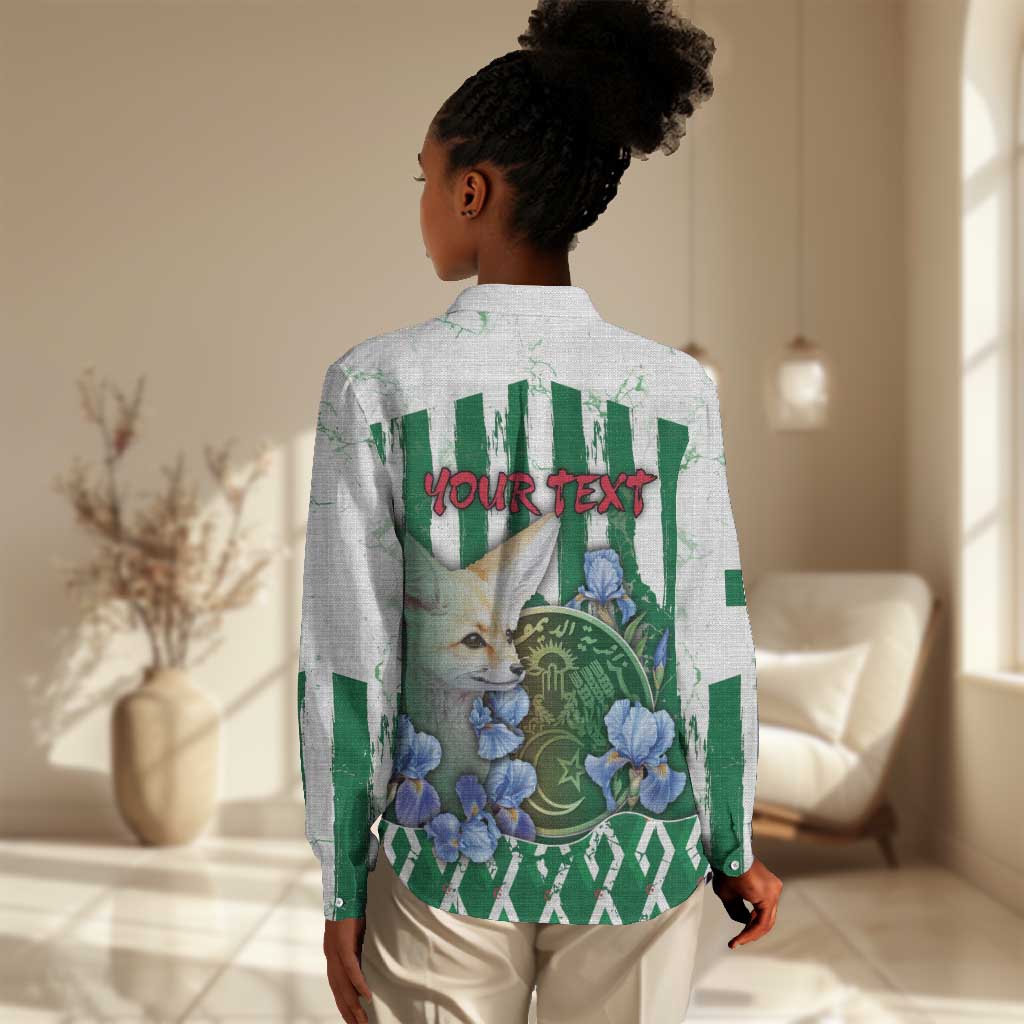Personalized Algeria Women Casual Shirt Fennec And Iris Grunge Style - African Pride