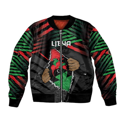 Personalized Libya In My Veins Bomber Jacket - African Pride
