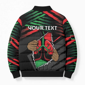 Personalized Libya In My Veins Bomber Puffer Jacket - African Pride