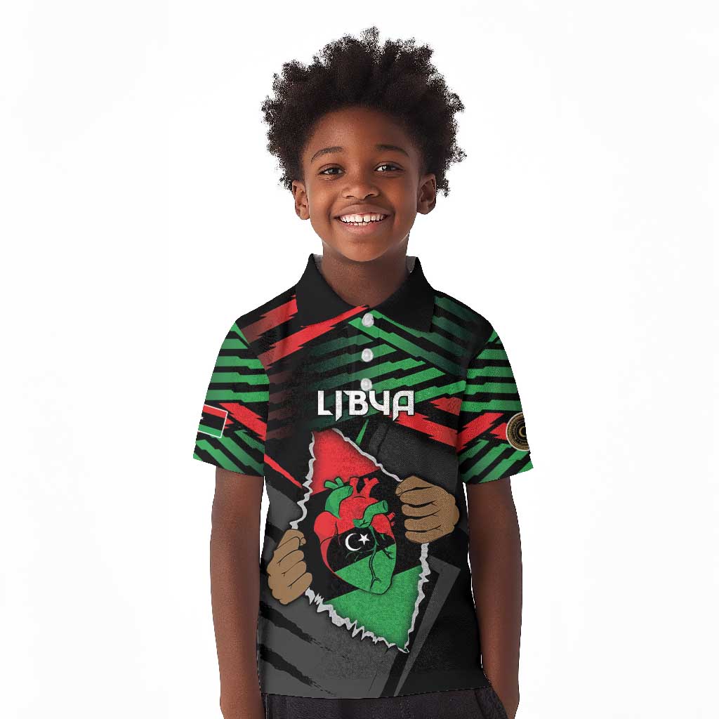 Personalized Libya In My Veins Kid Polo Shirt - African Pride